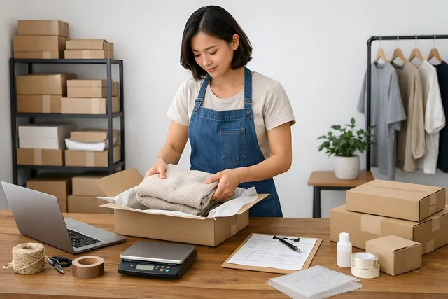small business, e commerce, order packing, business owner, online store, packaging, shipping orders, home business, startup, entrepreneur, workspace, wooden desk, natural light, productivity, order fulfillment, retail, small business owner, logistics, packaging process, handmade business, training material. Peak-season ecommerce SEO timing for Manchester and Leeds stores